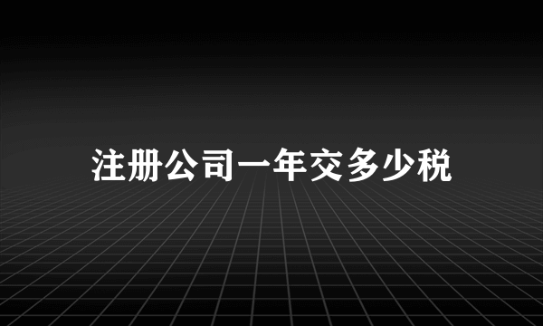 注册公司一年交多少税