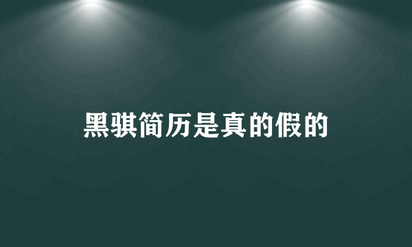 黑骐简历是真的假的