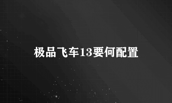 极品飞车13要何配置