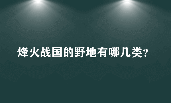 烽火战国的野地有哪几类？