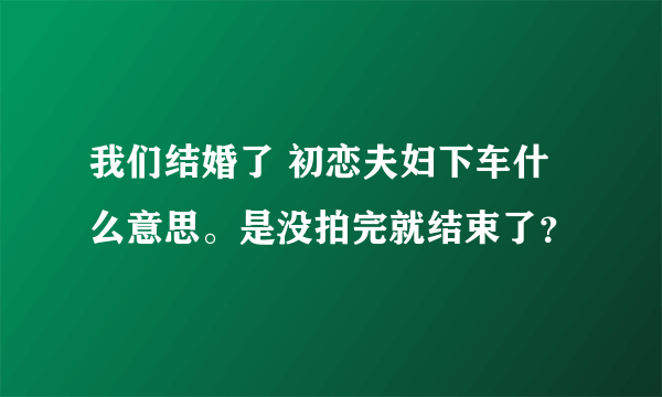 我们结婚了 初恋夫妇下车什么意思。是没拍完就结束了？