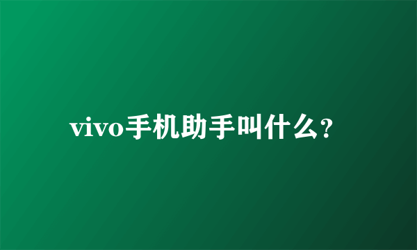 vivo手机助手叫什么？