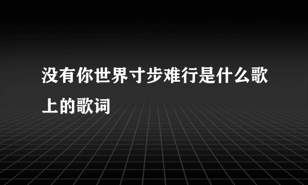 没有你世界寸步难行是什么歌上的歌词