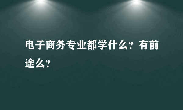 电子商务专业都学什么？有前途么？