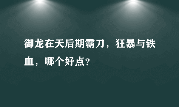 御龙在天后期霸刀，狂暴与铁血，哪个好点？