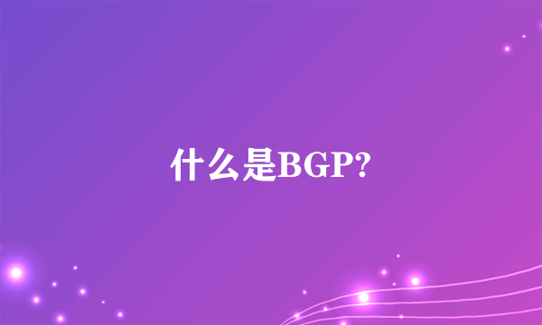 什么是BGP?