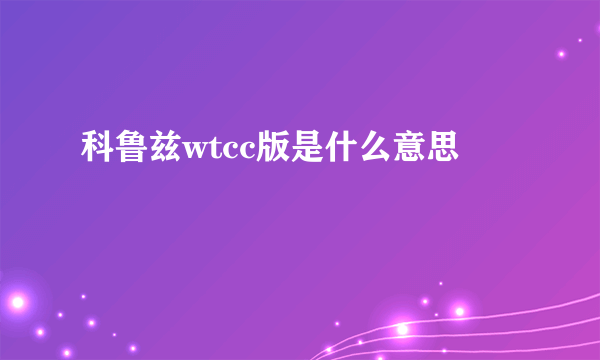 科鲁兹wtcc版是什么意思