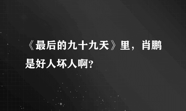 《最后的九十九天》里，肖鹏是好人坏人啊？