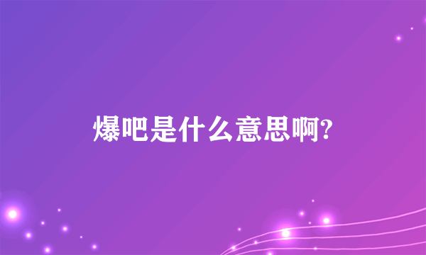 爆吧是什么意思啊?