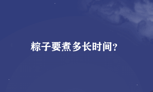 粽子要煮多长时间？