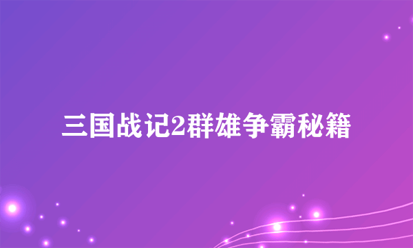 三国战记2群雄争霸秘籍