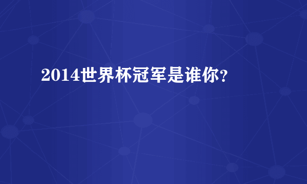 2014世界杯冠军是谁你？