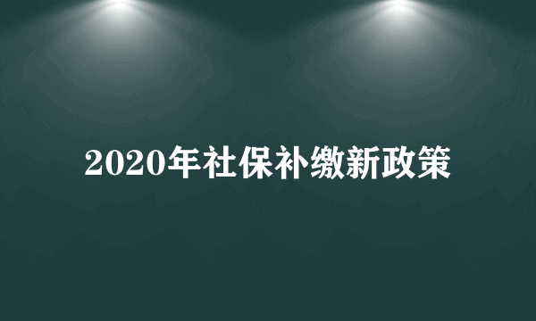 2020年社保补缴新政策