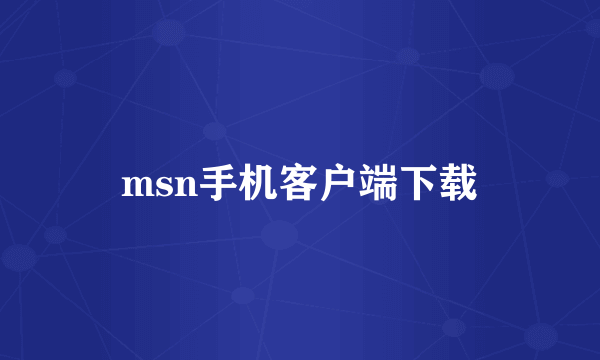 msn手机客户端下载