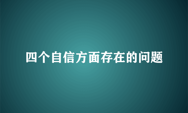 四个自信方面存在的问题