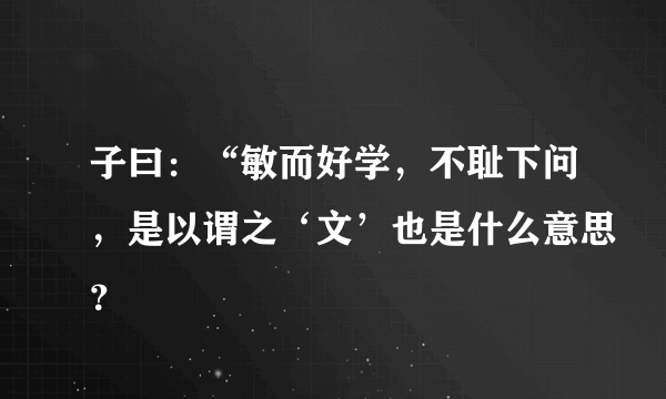 子曰：“敏而好学，不耻下问，是以谓之‘文’也是什么意思？