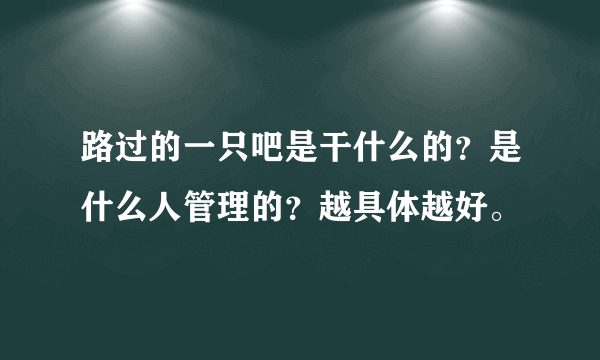 路过的一只吧是干什么的？是什么人管理的？越具体越好。