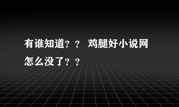 有谁知道？？ 鸡腿好小说网怎么没了？？