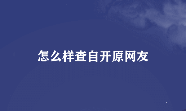 怎么样查自开原网友