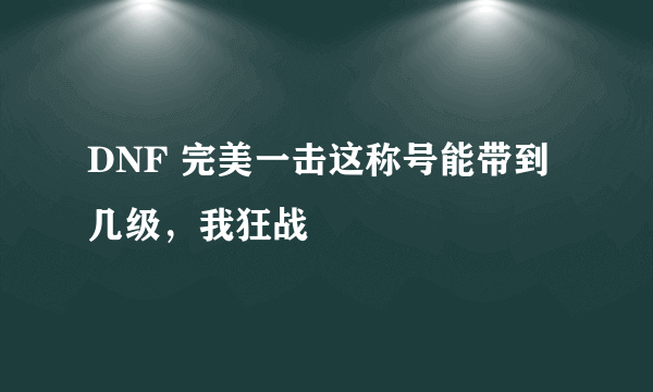 DNF 完美一击这称号能带到几级，我狂战