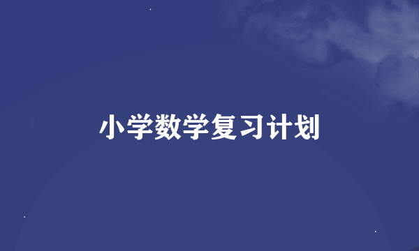 小学数学复习计划