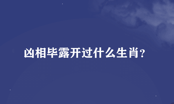 凶相毕露开过什么生肖？