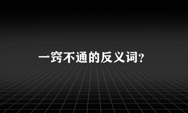 一窍不通的反义词？