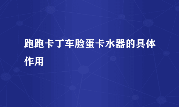 跑跑卡丁车脸蛋卡水器的具体作用