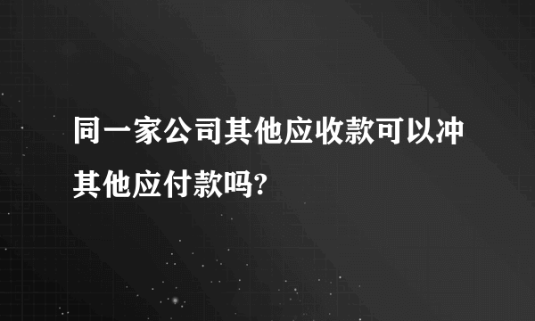 同一家公司其他应收款可以冲其他应付款吗?