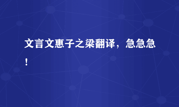 文言文惠子之梁翻译，急急急！