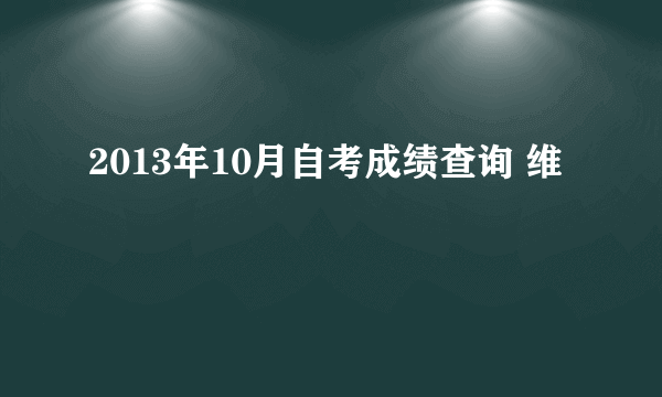 2013年10月自考成绩查询 维