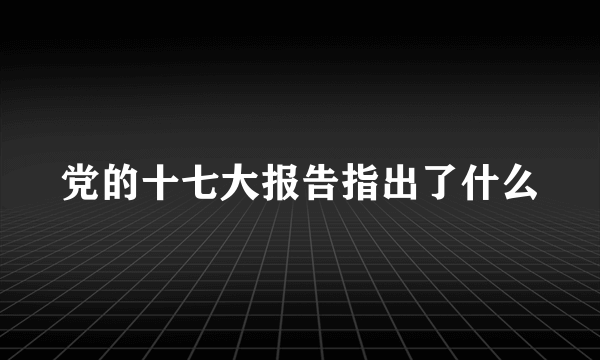 党的十七大报告指出了什么