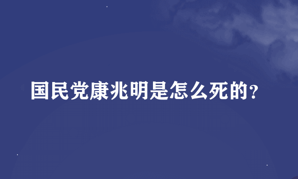 国民党康兆明是怎么死的？