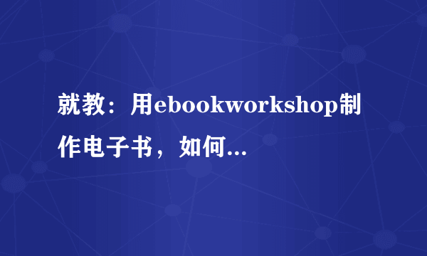 就教：用ebookworkshop制作电子书，如何生成子目录？