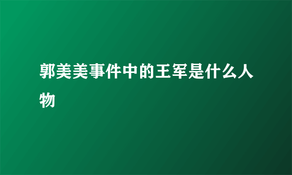 郭美美事件中的王军是什么人物