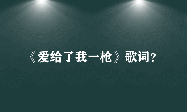 《爱给了我一枪》歌词？