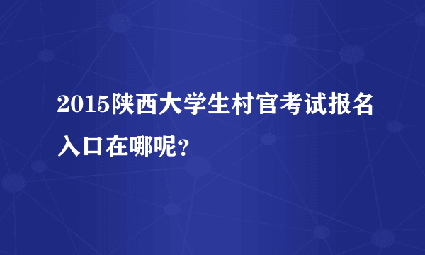 2015陕西大学生村官考试报名入口在哪呢？