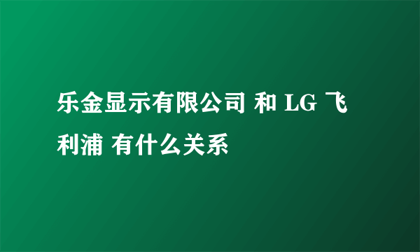 乐金显示有限公司 和 LG 飞利浦 有什么关系