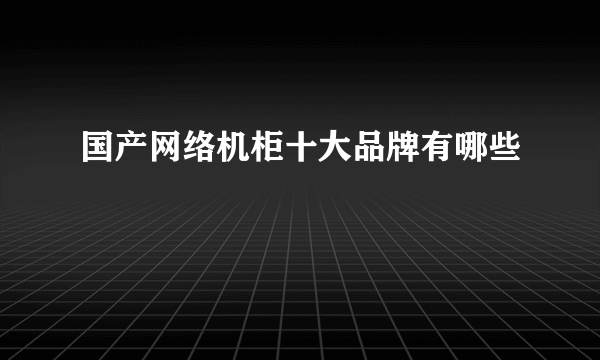 国产网络机柜十大品牌有哪些