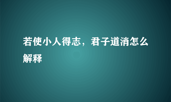 若使小人得志，君子道消怎么解释