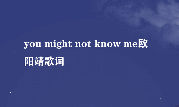 you might not know me欧阳靖歌词