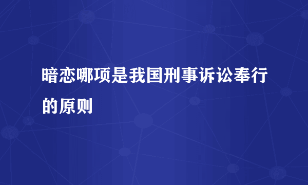 暗恋哪项是我国刑事诉讼奉行的原则