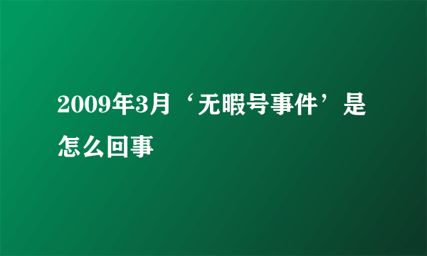 2009年3月‘无暇号事件’是怎么回事