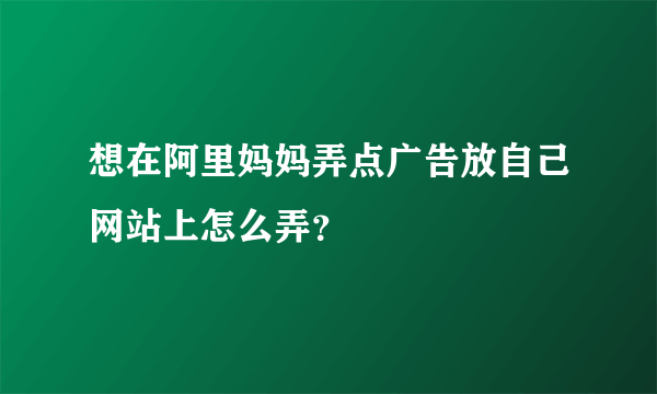 想在阿里妈妈弄点广告放自己网站上怎么弄？