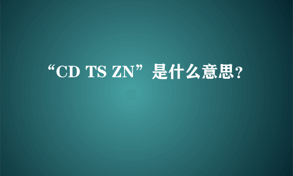 “CD TS ZN”是什么意思？