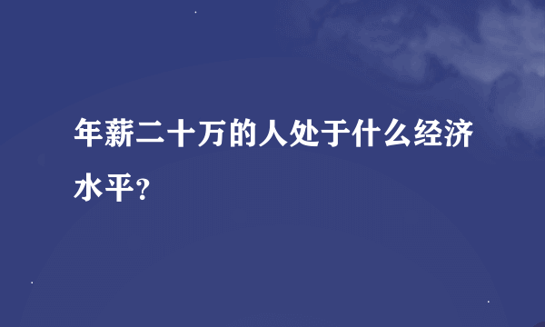 年薪二十万的人处于什么经济水平？