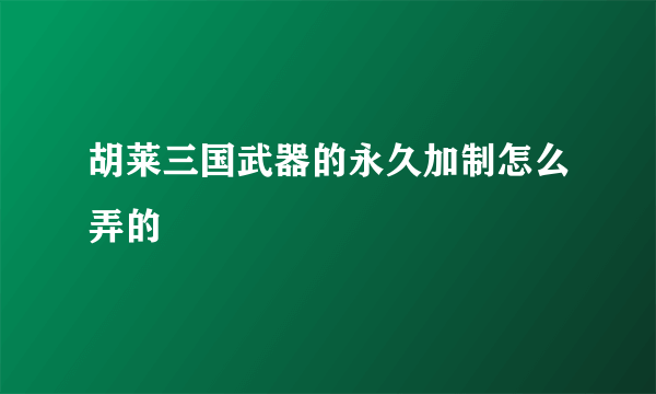 胡莱三国武器的永久加制怎么弄的