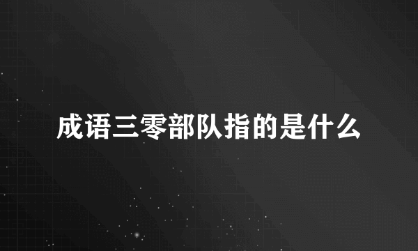 成语三零部队指的是什么