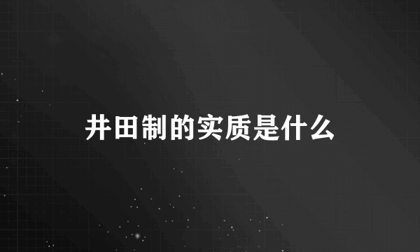 井田制的实质是什么