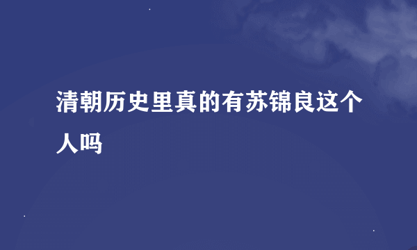 清朝历史里真的有苏锦良这个人吗